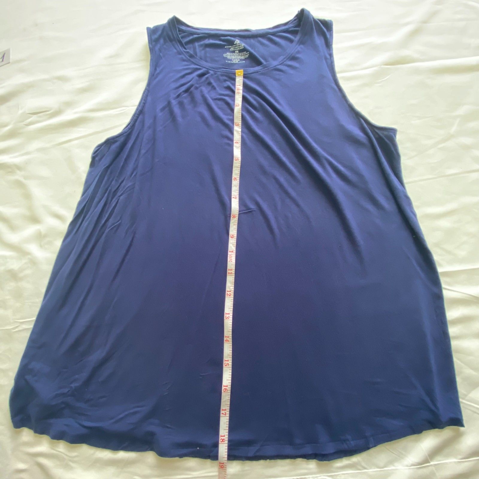 Women's Solid Blue Activewear Tank Scoop Neck Sleeveless Stretch Knit Xxl